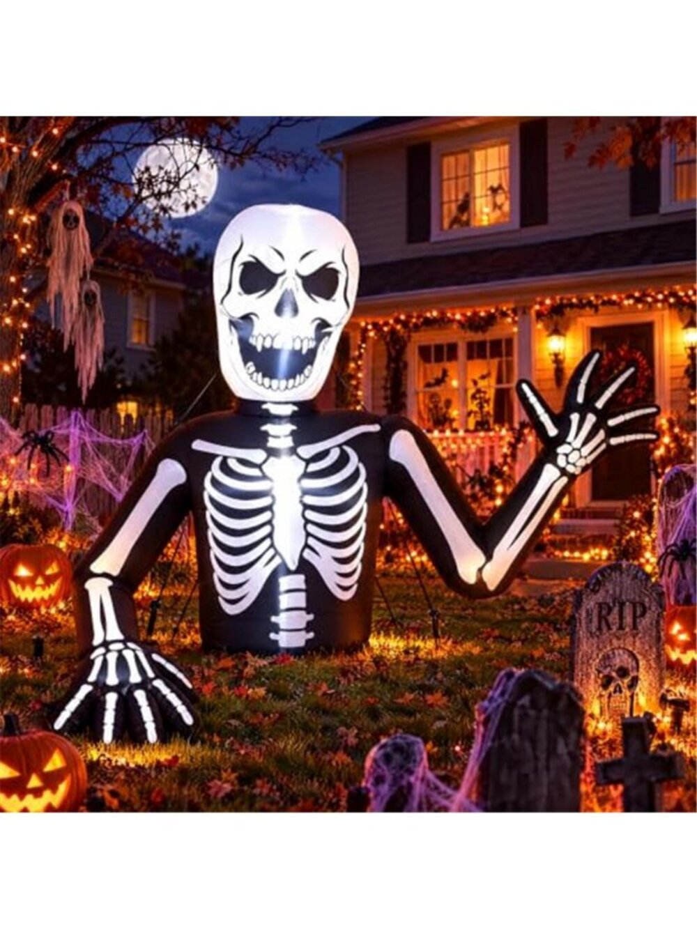 Jenaai Halloween Inflatable Archway with LED Lights, Skeleton, 5.4 ft